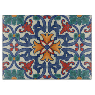 Vintage Portuguese Azulejos Tile Pattern Cutting Board