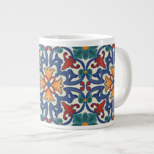 Vintage Portuguese Azulejos Tile Pattern Large Coffee Mug