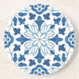 Vintage Portuguese Blue Azulejos Tile Pattern Coaster