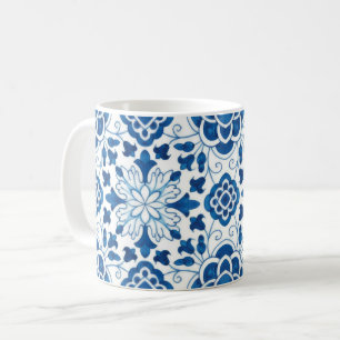 Vintage Portuguese Blue Azulejos Tile Pattern Coff Coffee Mug