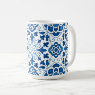 Vintage Portuguese Blue Azulejos Tile Pattern Coffee Mug