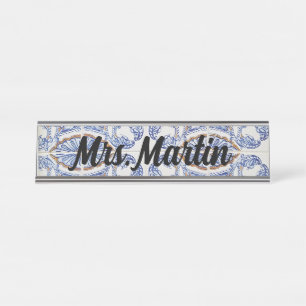 Vintage Portuguese Tile Name Plate