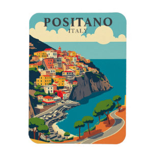 Vintage Positano Italy Coastal Travel Magnet