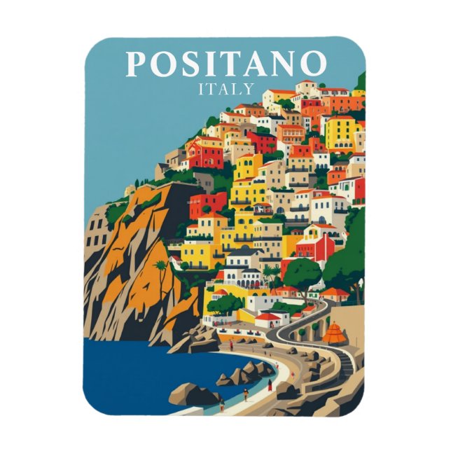  Vintage Positano Italy Travel Souvenir Magnet (Vertical)