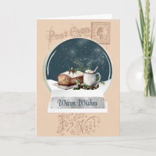 Vintage Post Card and Bakery Snow Globe Christmas