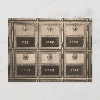 Vintage post office boxes with key locks postcard