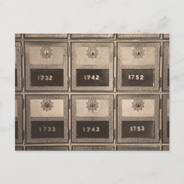 Vintage post office boxes with key locks postcard (Front)