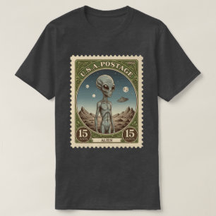 Vintage Postage Stamp Alien T-Shirt