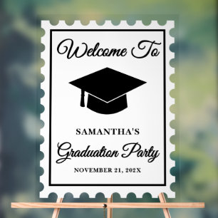 Vintage Postage Stamp Graduation Party Welcome Acrylic Sign