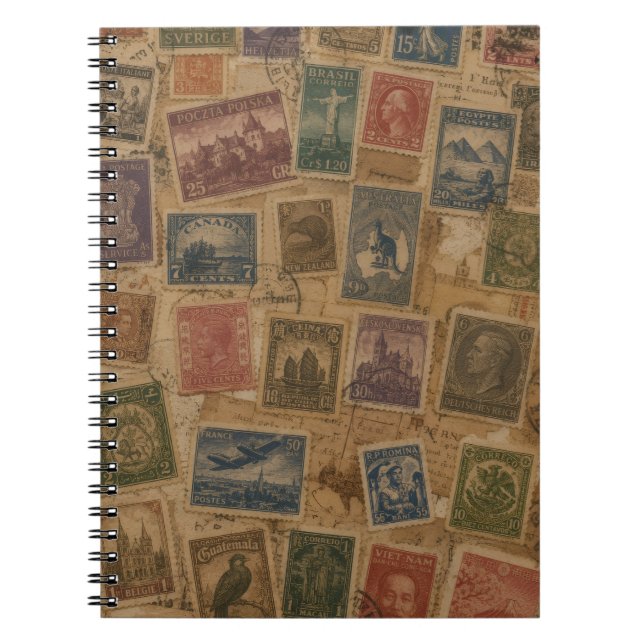 Vintage Postage Stamp Philatelic Ephemera Notebook (Front)