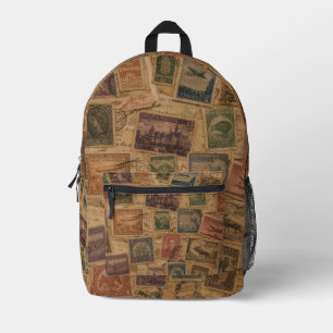Vintage Postage Stamp Philatelic Ephemera Printed Backpack