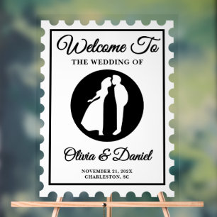 Vintage Postage Stamp Wedding Welcome Acrylic Sign