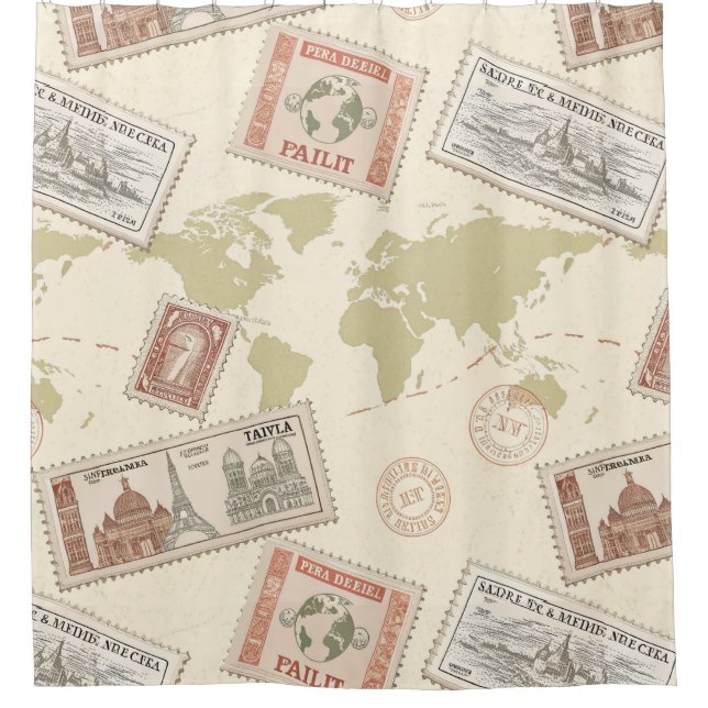 Vintage Postage Stamp World Map Travel (1) (Front)