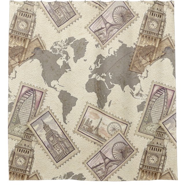 Vintage Postage Stamp World Map Travel (2) (Front)