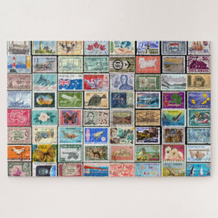 Vintage Postage Stamps Collage Jigsaw Puzzle