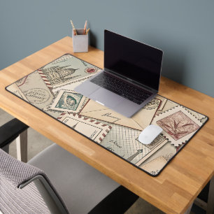 Vintage Postage Stamps Desk Mat