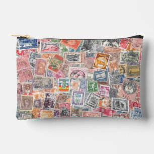 Vintage Postage Stamps Travel Accessory Pouch