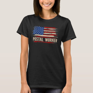Vintage Postal Worker American Flag Us Postal Serv T-Shirt