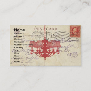 Vintage Postcard and Chandelier Business Card