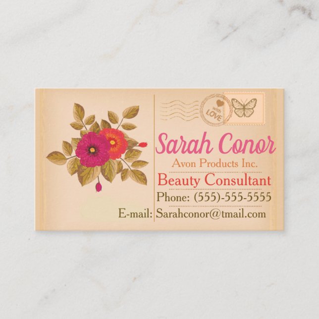 Vintage Postcard Beauty Consultant Business Card (Front)