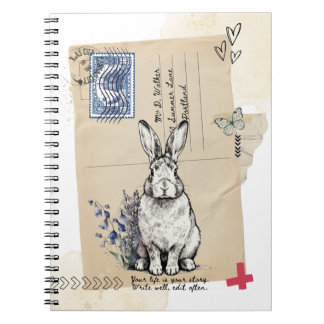 Vintage Postcard Bunny Rabbit Notebook Journal