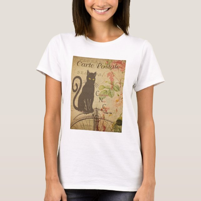 Vintage Postcard Cat  T-Shirt (Front)