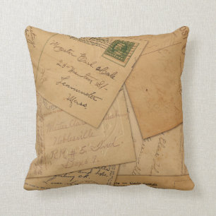 Vintage Postcard Collage Throw Pillow