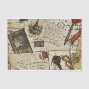 Vintage Postcard Decoupage Tissue Paper