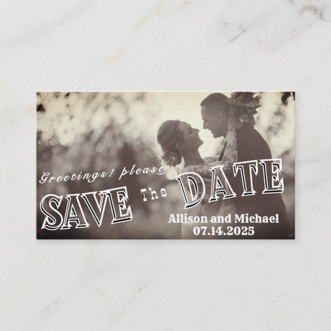 Vintage Postcard Inspired Save the Enclosure Card (Front)