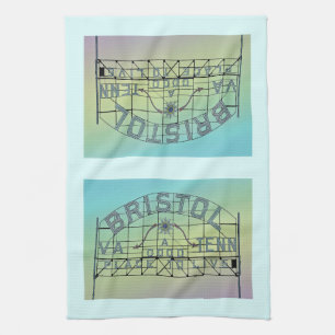 Vintage postcard style Bristol Slogan Sign 2 Kitchen Towel