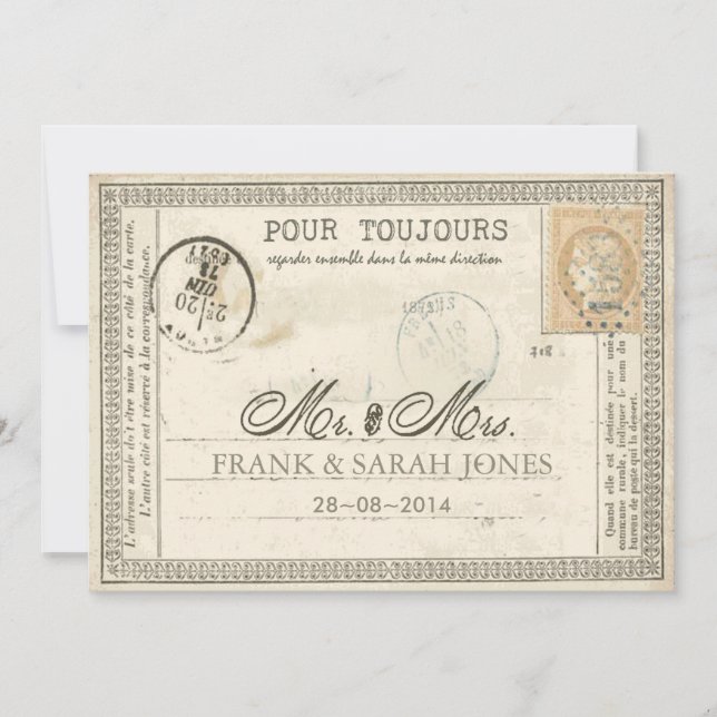 Vintage Postcard Wedding French (Front)