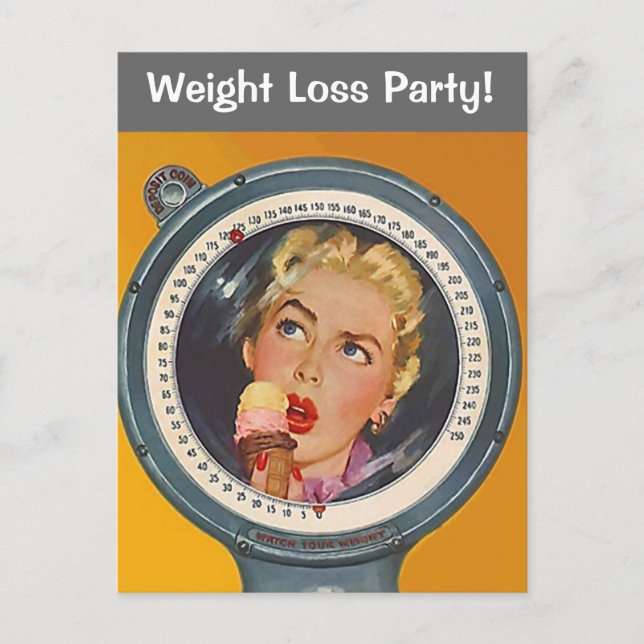 Vintage Postcard Weight Loss Party Invite Scale (Front)