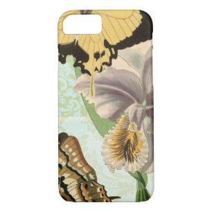 Vintage Postcard with Butterflies and Flowers iPhone 8/7 Case