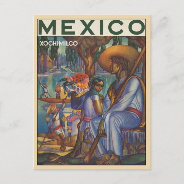 Vintage Postcard With Mexican Poster Print (Front)