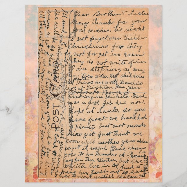 Vintage Postcard with old writing  (Front)