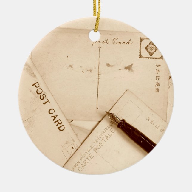 Vintage Postcards Ceramic Ornament (Front)
