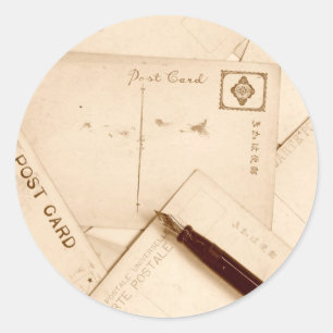 Vintage postcards classic round sticker