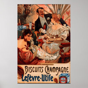 Vintage Poster Alphonse Mucha Biscuits Ad