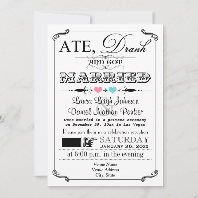Vintage Poster and Chalkboard Wedding Invitation (Front)