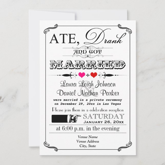 Vintage Poster and Chalkboard Wedding Invitation 4 (Front)