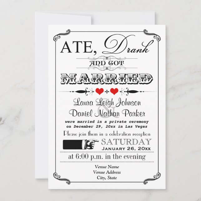 Vintage Poster and Chalkboard Wedding Invitation 5 (Front)