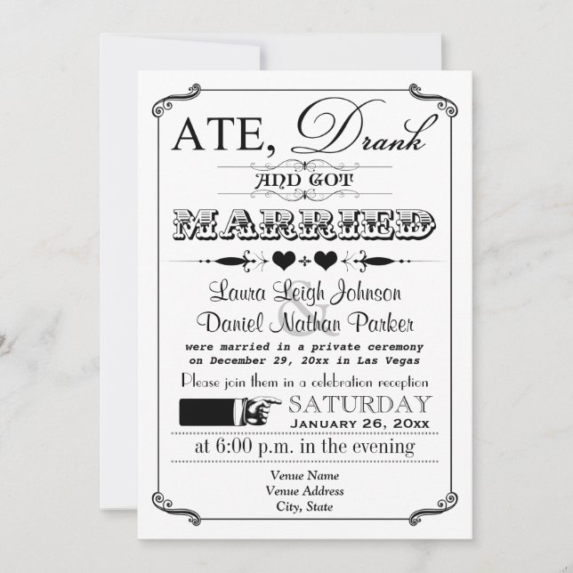 Vintage Poster and Chalkboard Wedding Invitation 9 (Front)