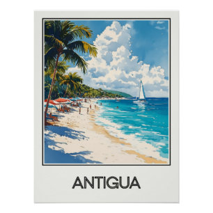 Vintage poster Antigua, tropical paradise