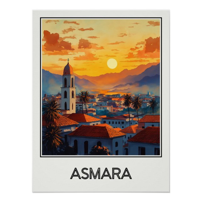 Vintage Poster Asmara, sunset on the v (Front)