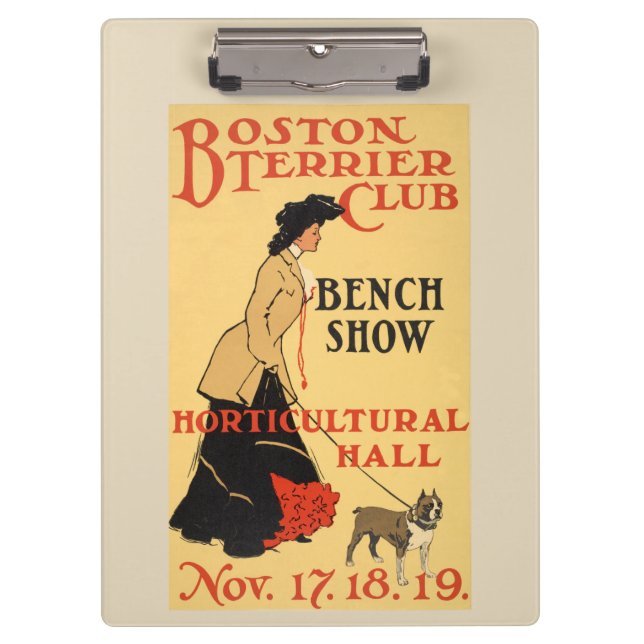 Vintage Poster - Boston Terrier Club - Bench Show Clipboard (Front)