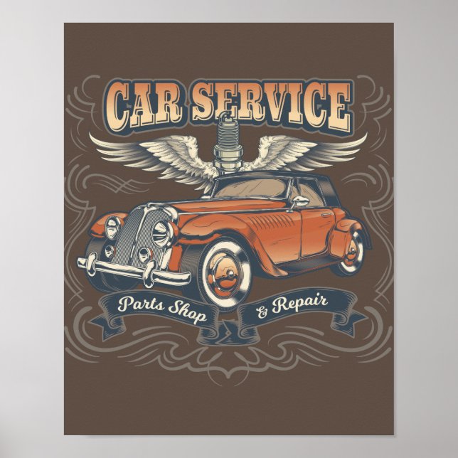 Vintage Poster Car Service (Front)