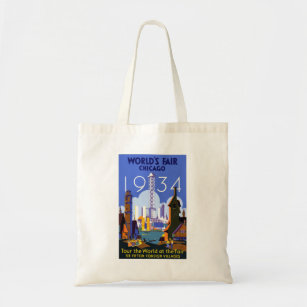Vintage-Poster-Chicago-Worlds-Fair-1934 Tote Bag