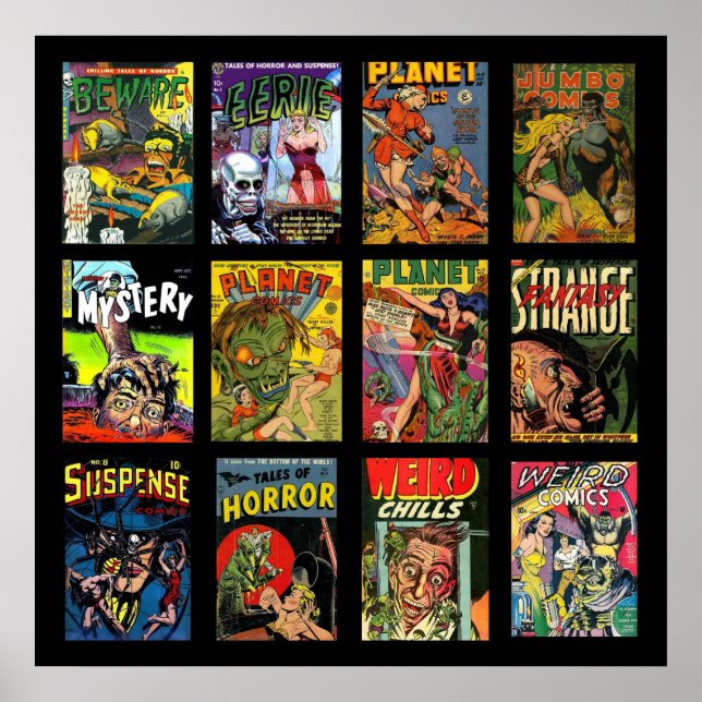 Vintage Poster Comic Book Covers Collage (Front)