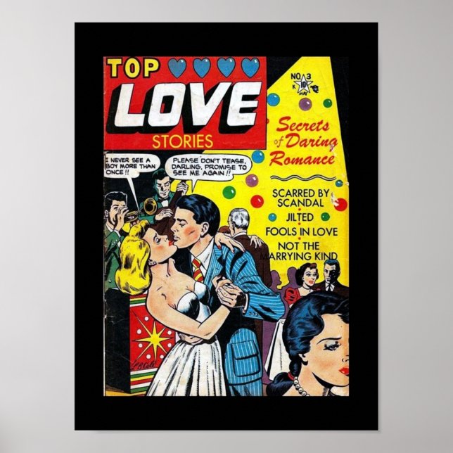 Vintage Poster Comic Book Covers Love Stories (Front)