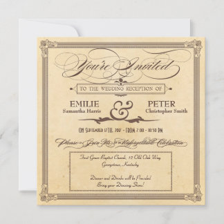 Vintage Poster Cream & Brown Reception Only